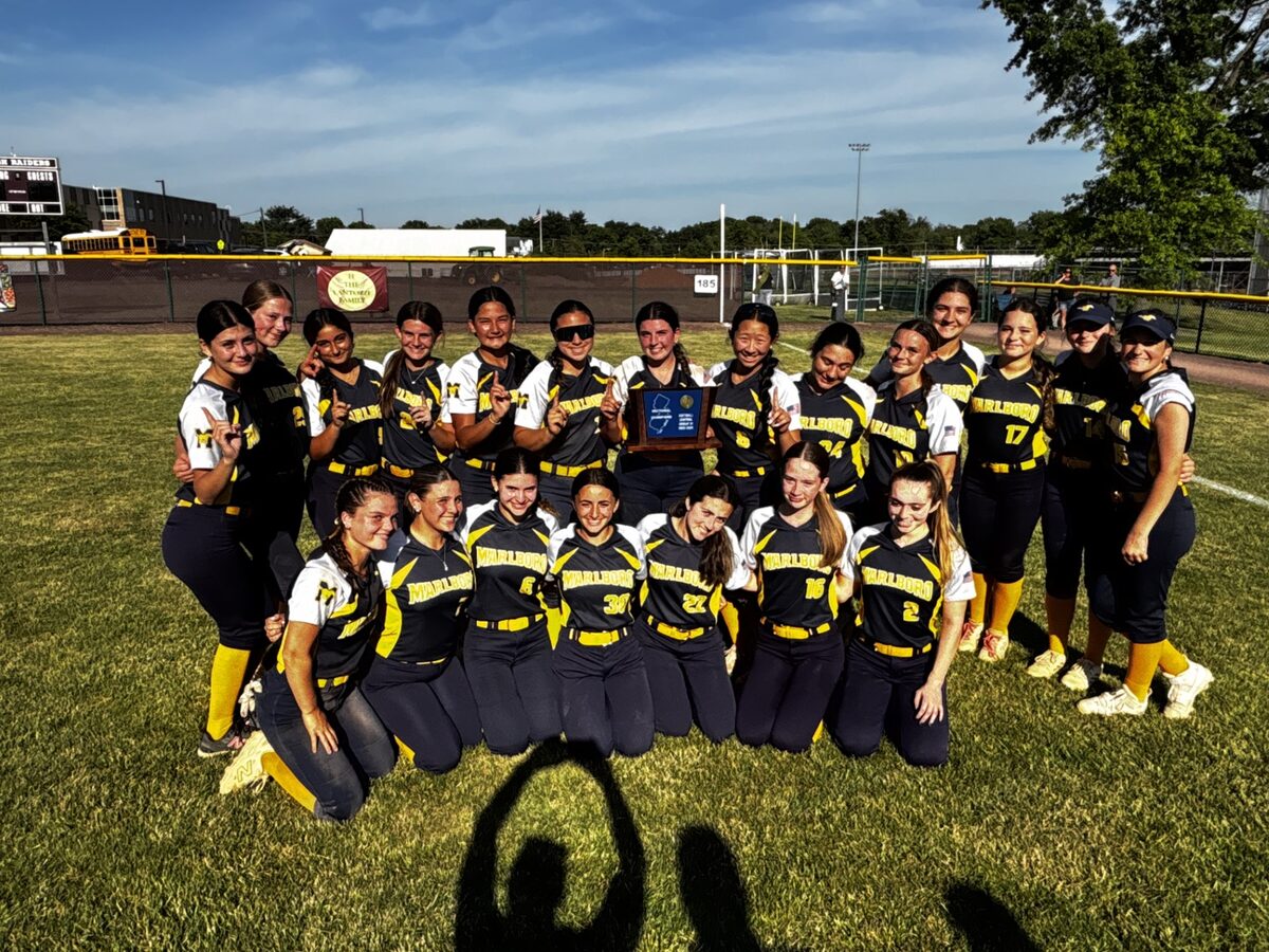 Marlboro softball team celebrating a championship